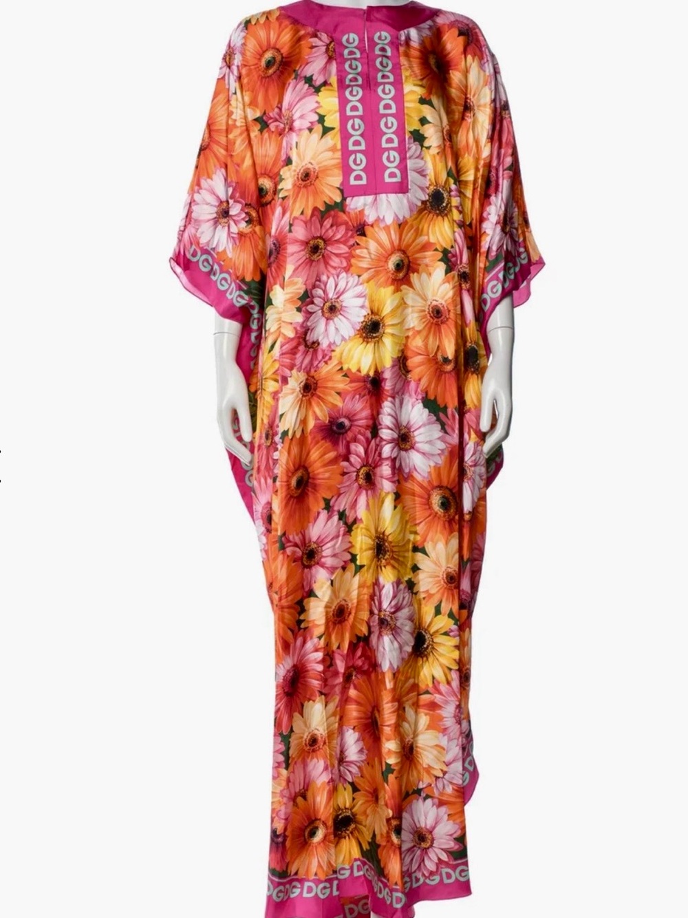 Dolce & Gabbana Pink, Orange & Yellow Floral Maxi Caftan long dress.